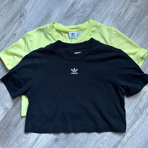 set of 2 adidas crop tops - yellow and black